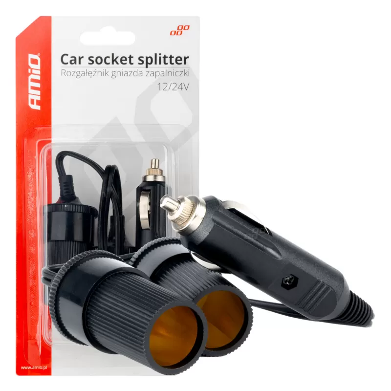 12V 24V automobilio žiebtuvėlio lizdo skirstytuvas AMIO-03801