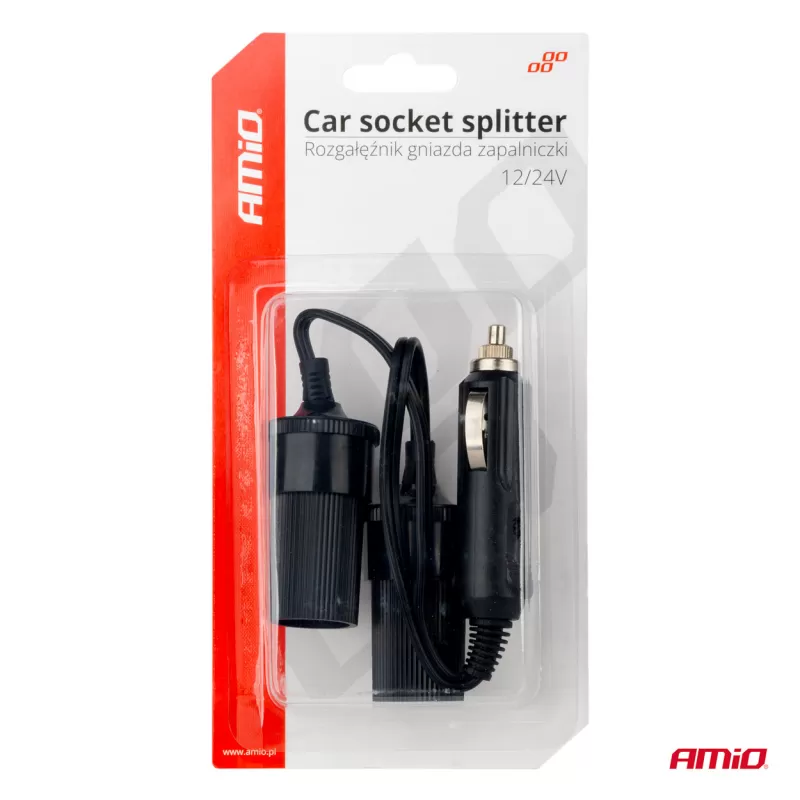 12V 24V automobilio žiebtuvėlio lizdo skirstytuvas AMIO-03801
