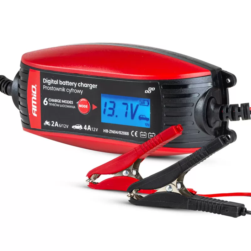 AMiO akumuliatoriaus skaitmeninis įkroviklis 6V/12V - 2A/4A - DVL DBC-4A