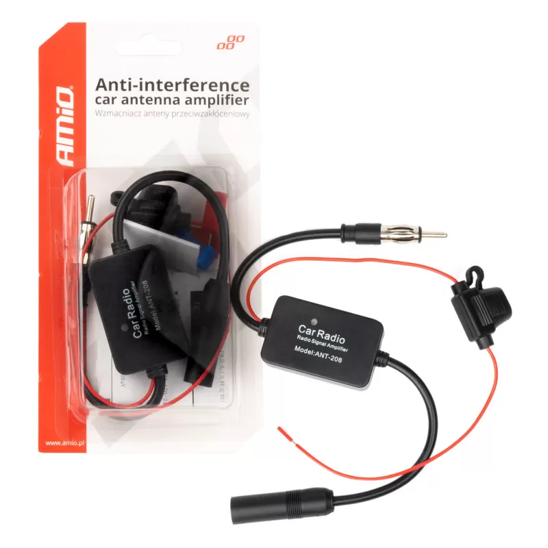 Trukdžių slopinimo automobilio antenos stiprintuvas 12V AMIO-04133