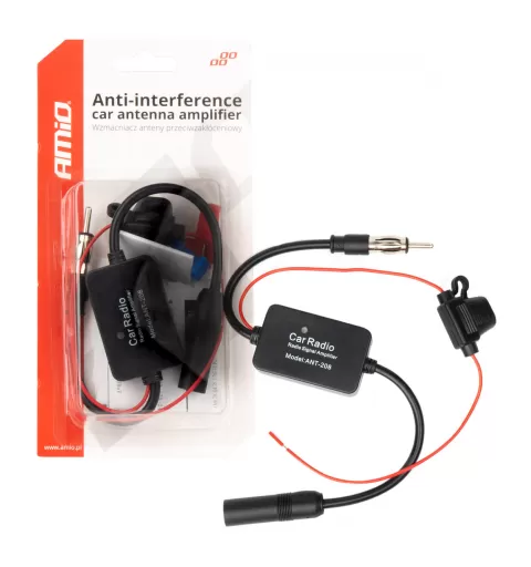 Trukdžių slopinimo automobilio antenos stiprintuvas 12V AMIO-04133