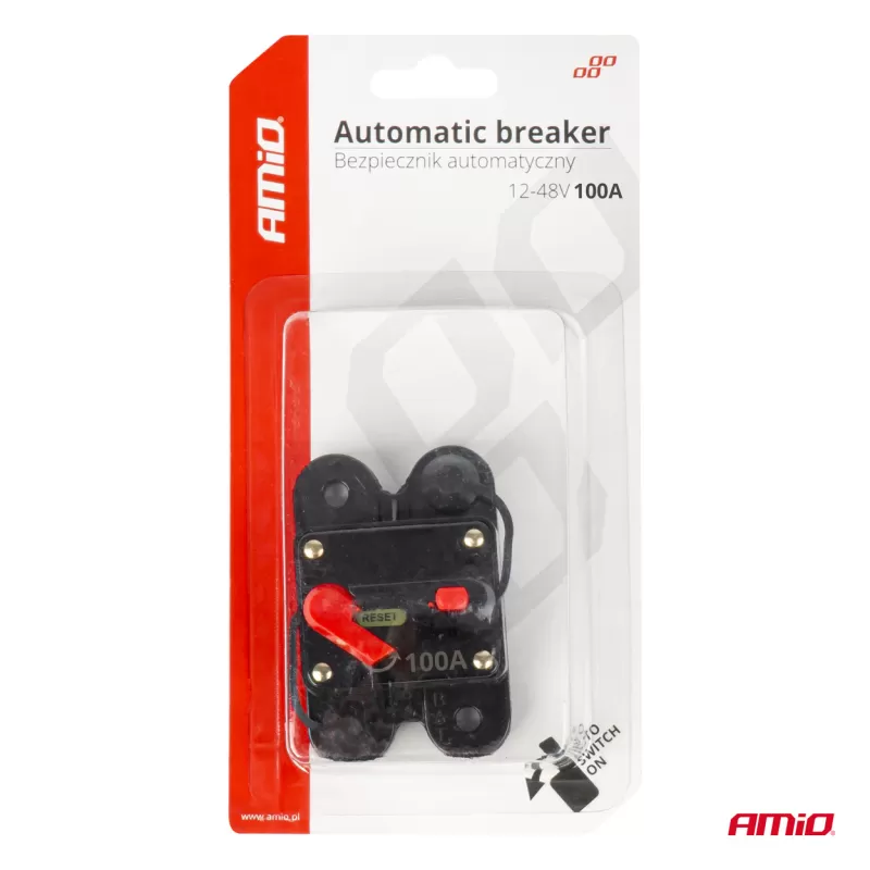 Automatinis automobilio saugiklis, grandinės pertraukiklis 12-48V 100A AMIO-03828