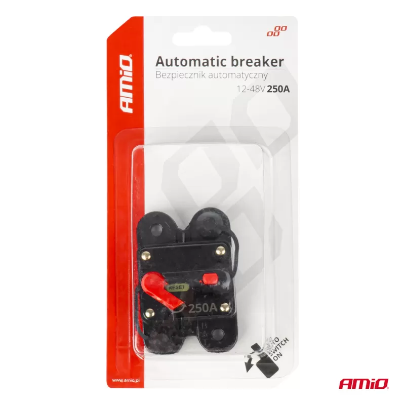 Automatinis automobilio saugiklis, grandinės pertraukiklis 12-48V 250A AMIO-03831