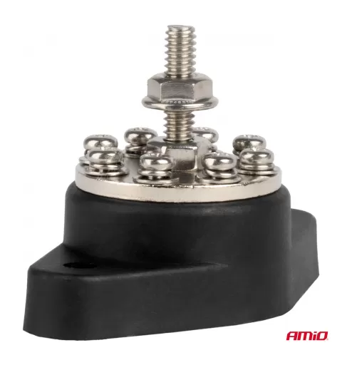 Akumuliatoriaus jungties paskirstymo blokas, šyna, 8 vietų, maks. 48V 160A AMIO-03807