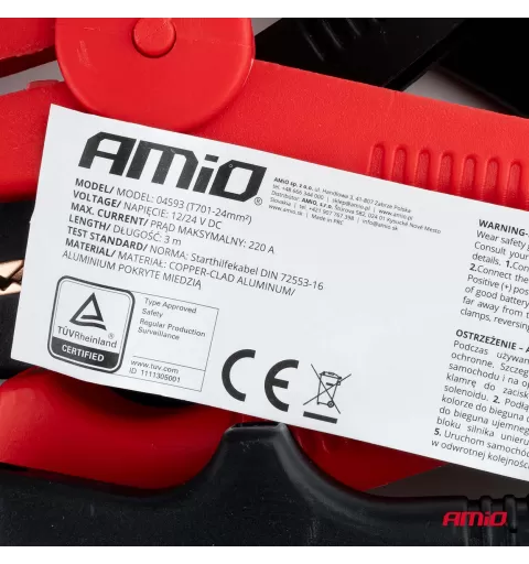 Užvedimo laidai 220A 3m TÜV AMIO-04593