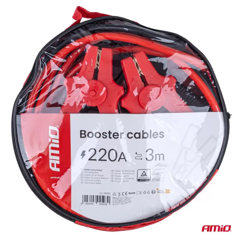 Užvedimo laidai 220A 3m TÜV AMIO-04593