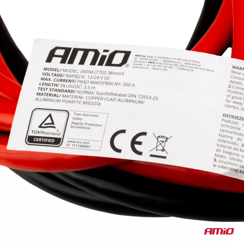 Užvedimo laidai 350A 3,5m TÜV AMIO-04594