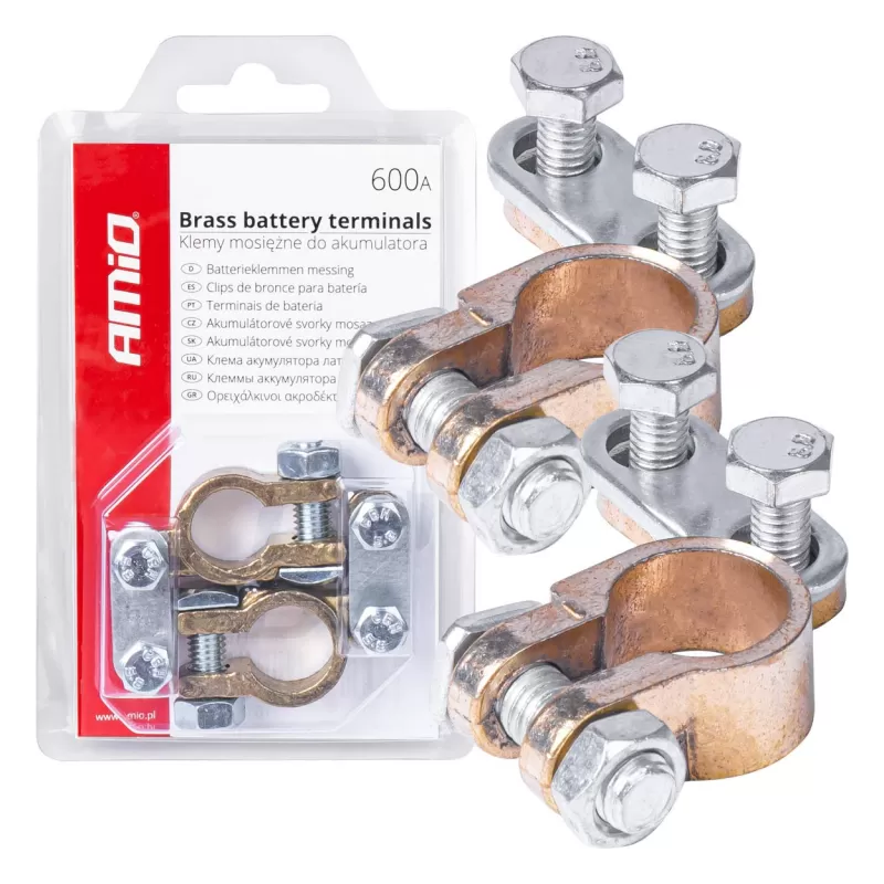 Žalvariniai akumuliatoriaus gnybtai 600AMP, 2 vnt.