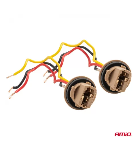 Lemputės lizdas T20 LED 12V W21/5W WY21/5W W3x16q 7443, 2 vnt. AMIO-04834