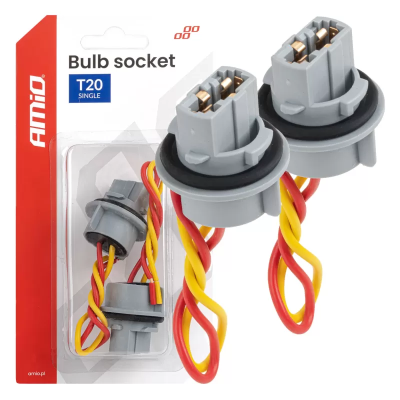 Lemputės lizdas T20 LED 12V W21W WY21W W3x16d 7440 T20, 2 vnt. AMIO-04833