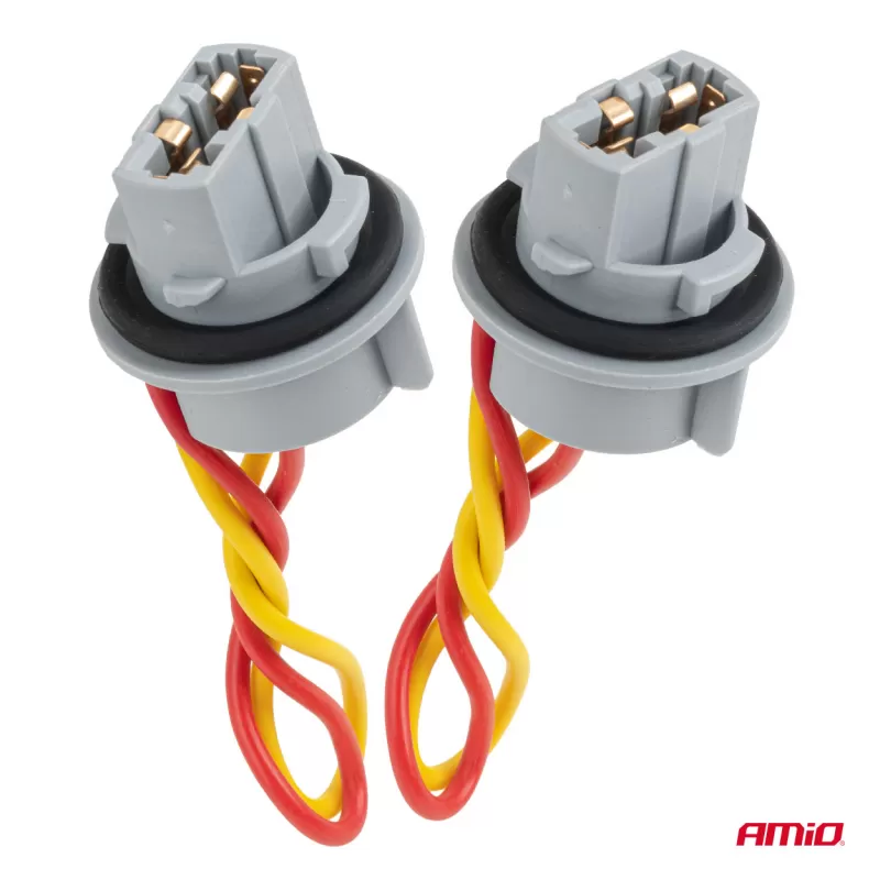 Lemputės lizdas T20 LED 12V W21W WY21W W3x16d 7440 T20, 2 vnt. AMIO-04833
