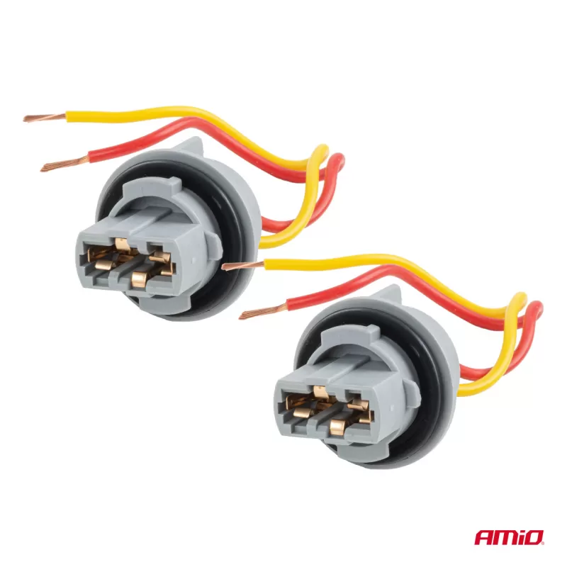 Lemputės lizdas T20 LED 12V W21W WY21W W3x16d 7440 T20, 2 vnt. AMIO-04833