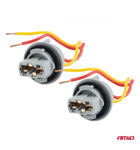 Lemputės lizdas T20 LED 12V W21W WY21W W3x16d 7440 T20, 2 vnt. AMIO-04833