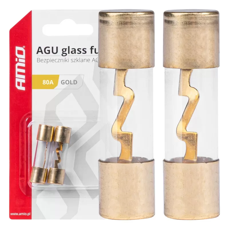 Automobilio AGU stiklo saugikliai 80A AMIO-03488