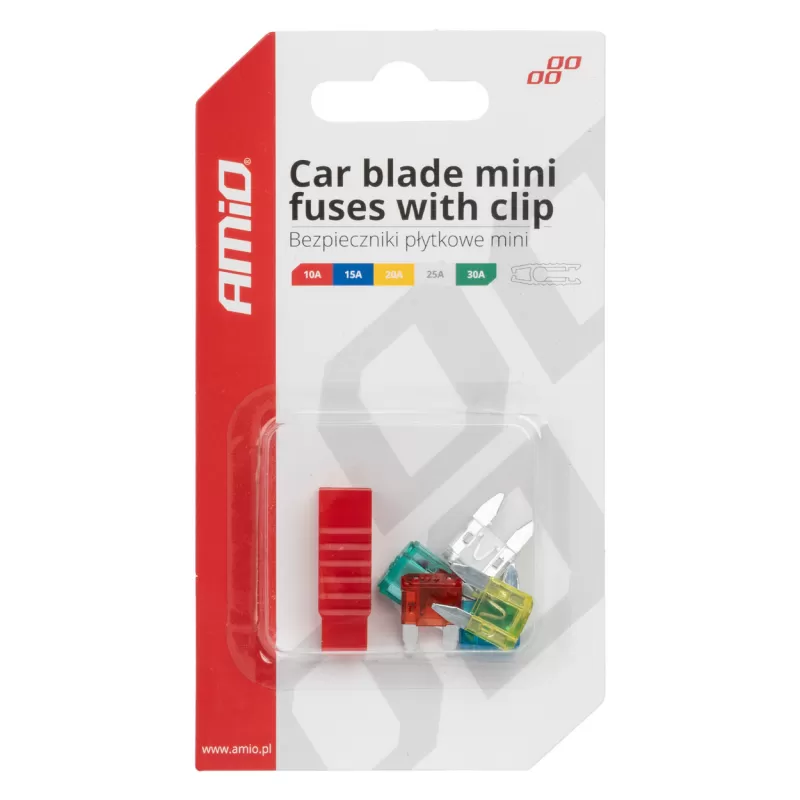 Automobilio peiliuko tipo mini saugikliai MIX AMIO-03378