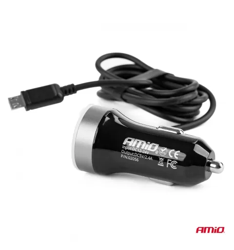 Automobilinis įkroviklis PCH PRO-01 microUSB+2xUSB 2.4A 12/24V