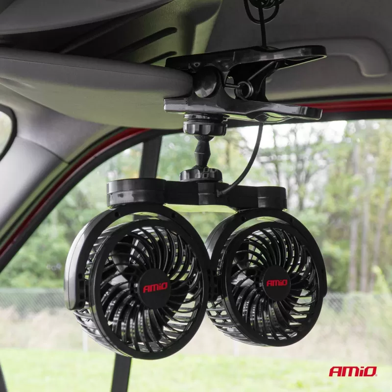Automobilinis ventiliatorius su spaustuku 2x4" 12V