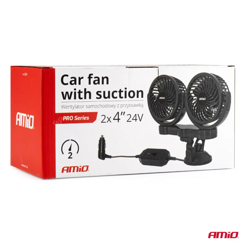 Automobilinis ventiliatorius su siurbtuku 2x4" 24V