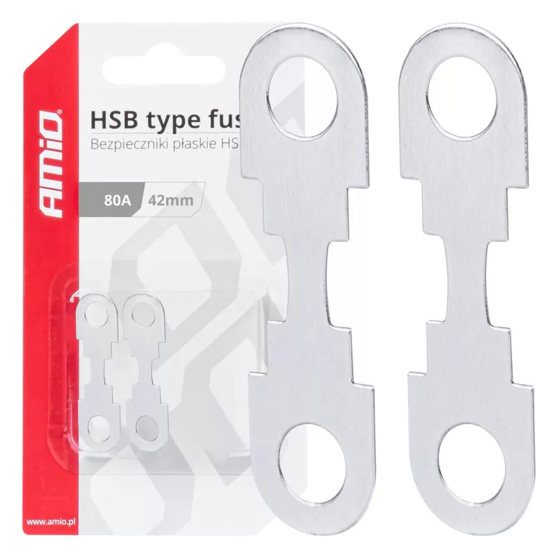 Automobilio plokšti HSB tipo saugikliai 42mm 80A AMIO-03501