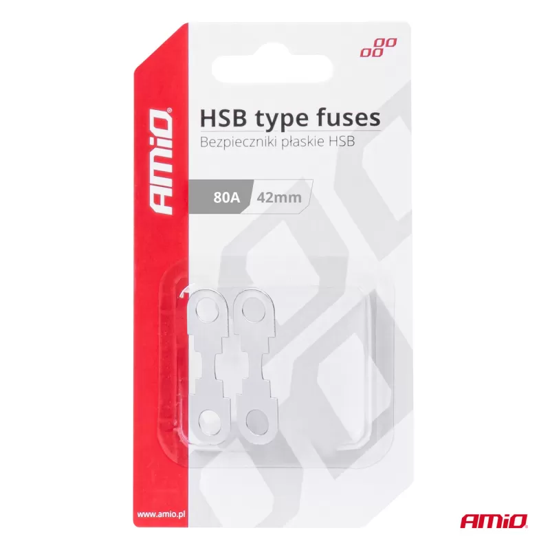 Automobilio plokšti HSB tipo saugikliai 42mm 80A AMIO-03501
