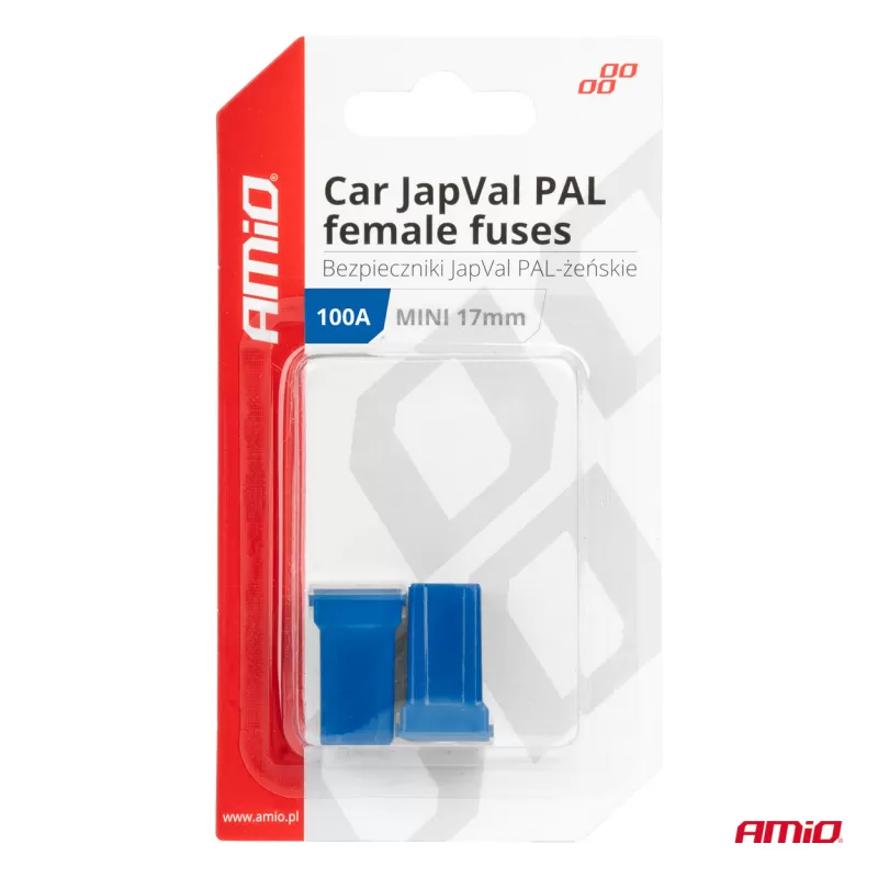 Automobilio JapVal PAL moteriško tipo saugikliai 100A AMIO-03450