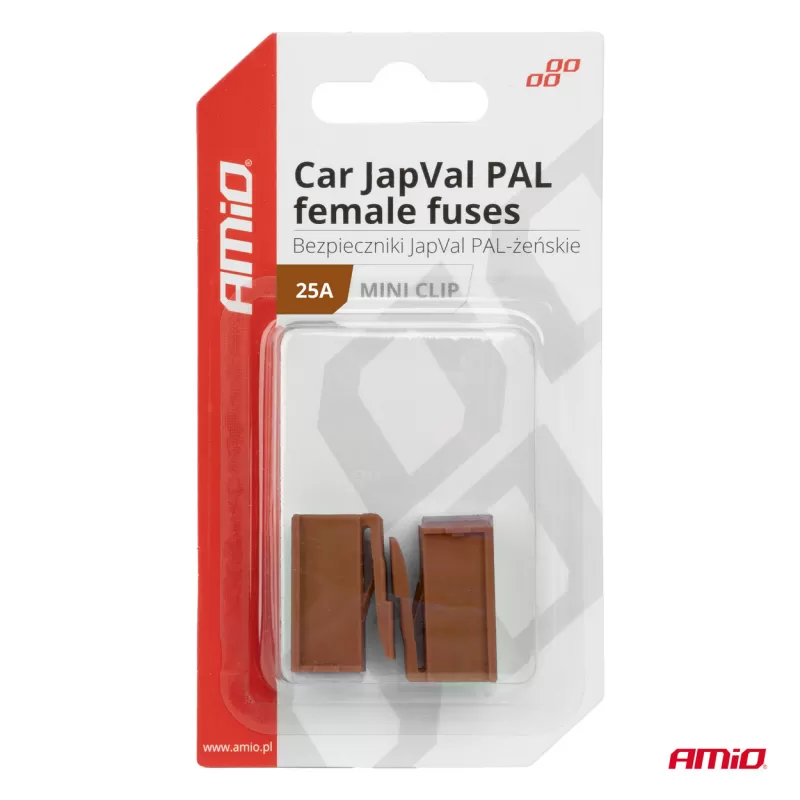 Automobilio JapVal PAL moteriško tipo saugikliai 25A AMIO-03412