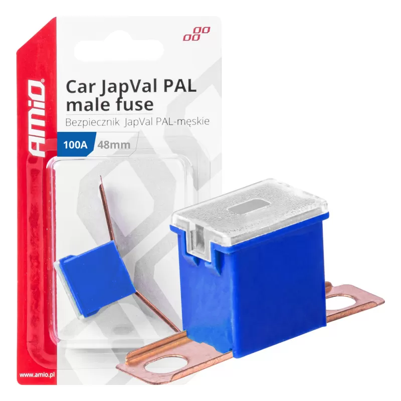 Automobilio JapVal PAL vyriško tipo saugikliai 48mm 100A AMIO-03424