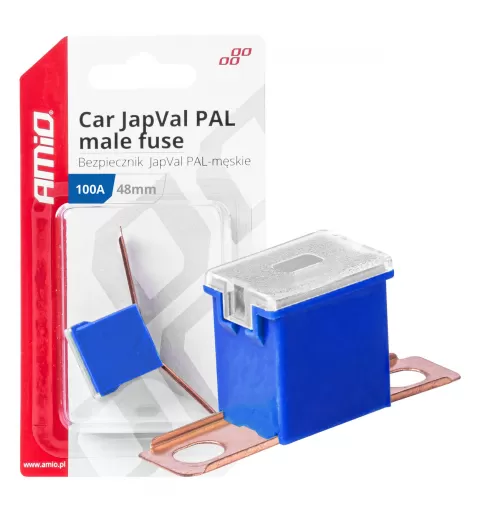 Automobilio JapVal PAL vyriško tipo saugikliai 48mm 100A AMIO-03424