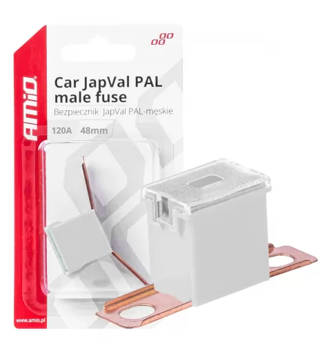 Automobilio JapVal PAL vyriško tipo saugikliai 48mm 120A AMIO-03425