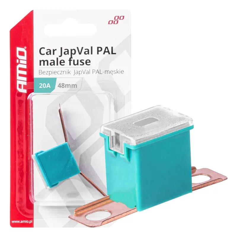 Automobilio JapVal PAL vyriško tipo saugikliai 48mm 20A AMIO-03417