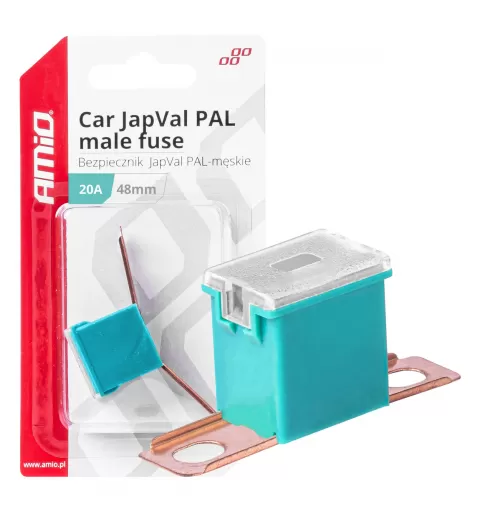 Automobilio JapVal PAL vyriško tipo saugikliai 48mm 20A AMIO-03417