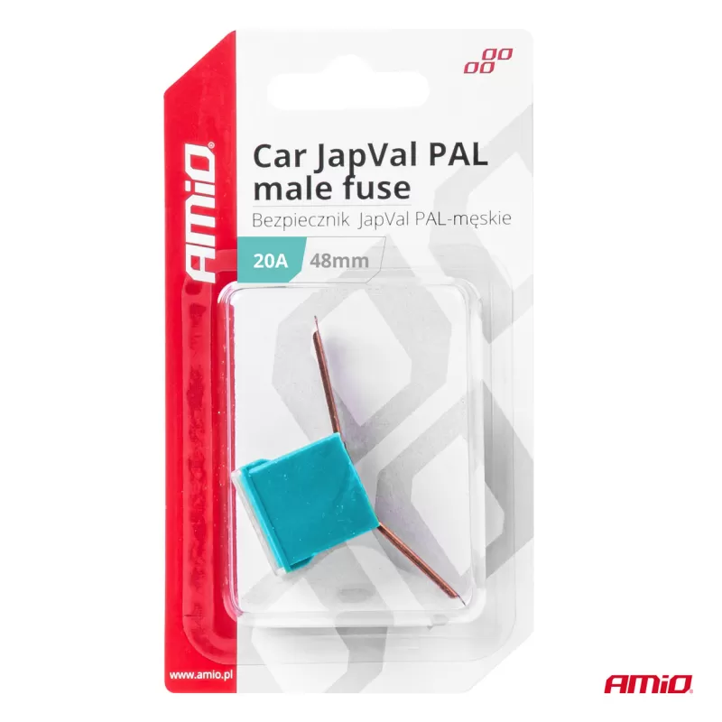 Automobilio JapVal PAL vyriško tipo saugikliai 48mm 20A AMIO-03417