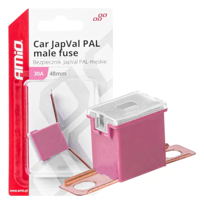 Automobilio JapVal PAL vyriško tipo saugikliai 48mm 30A AMIO-03418