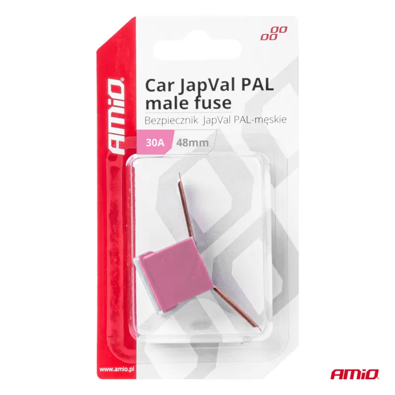 Automobilio JapVal PAL vyriško tipo saugikliai 48mm 30A AMIO-03418