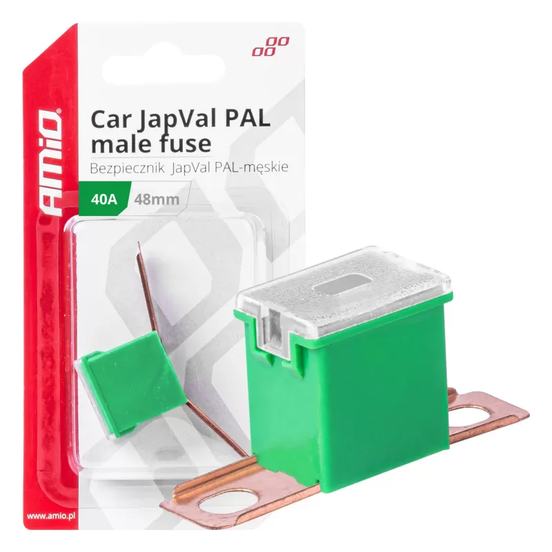 Automobilio JapVal PAL vyriško tipo saugikliai 48mm 40A AMIO-03419