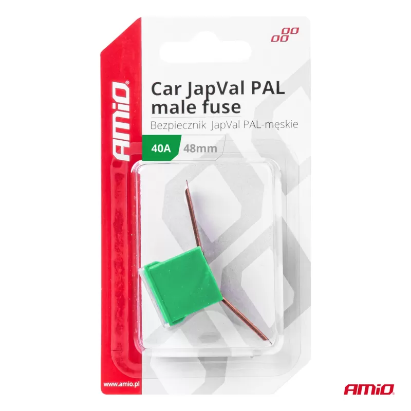 Automobilio JapVal PAL vyriško tipo saugikliai 48mm 40A AMIO-03419