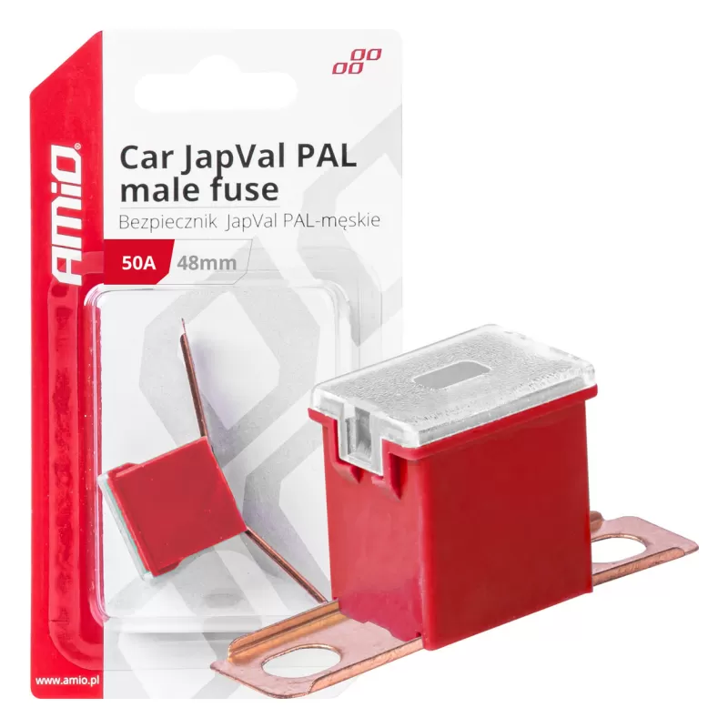 Automobilio JapVal PAL vyriško tipo saugikliai 48mm 50A AMIO-03420