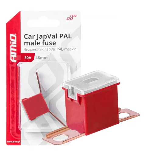 Automobilio JapVal PAL vyriško tipo saugikliai 48mm 50A AMIO-03420