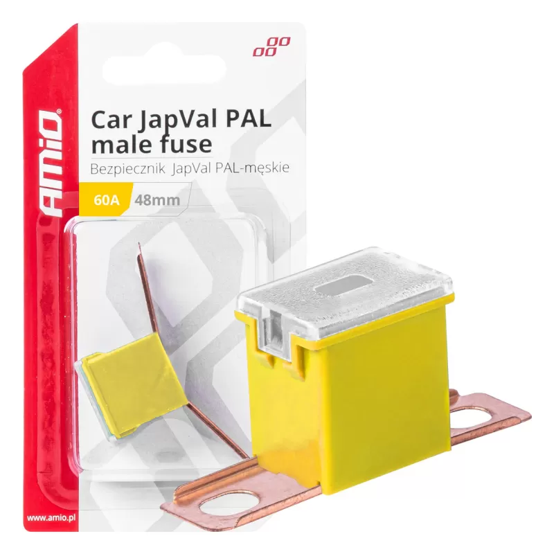 Automobilio JapVal PAL vyriško tipo saugikliai 48mm 60A AMIO-03421
