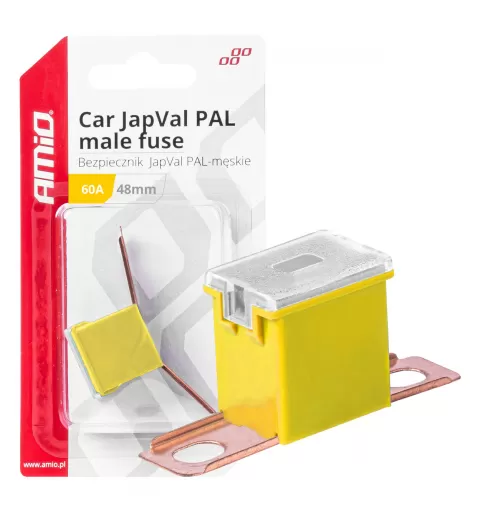 Automobilio JapVal PAL vyriško tipo saugikliai 48mm 60A AMIO-03421
