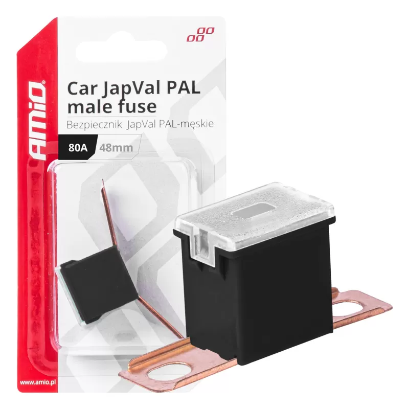 Automobilio JapVal PAL vyriško tipo saugikliai 48mm 80A AMIO-03423
