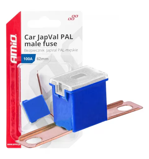 Automobilio JapVal PAL vyriško tipo saugikliai 62mm 100A AMIO-03433