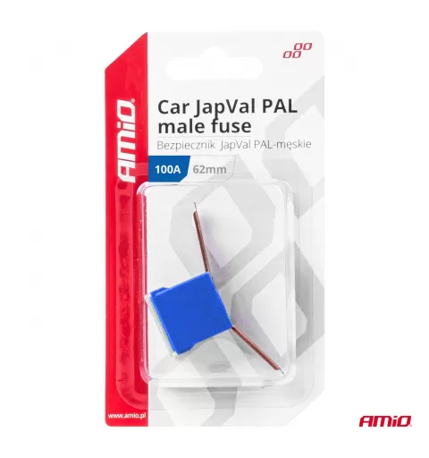 Automobilio JapVal PAL vyriško tipo saugikliai 62mm 100A AMIO-03433
