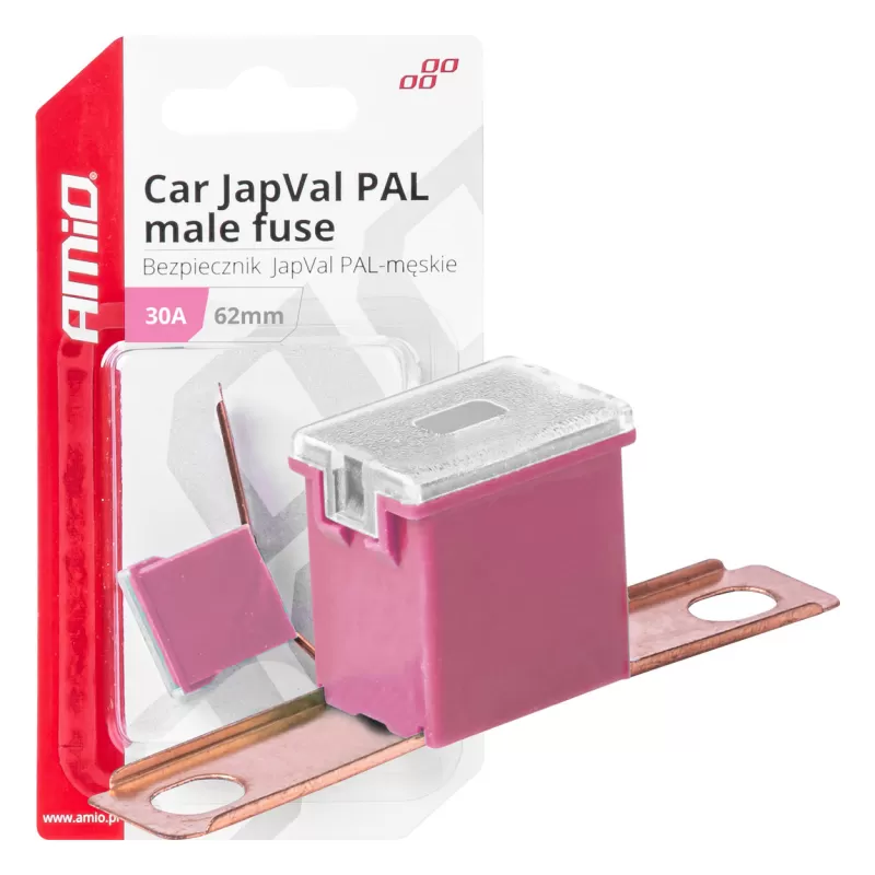 Automobilio JapVal PAL vyriško tipo saugikliai 62mm 30A AMIO-03427