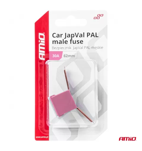Automobilio JapVal PAL vyriško tipo saugikliai 62mm 30A AMIO-03427