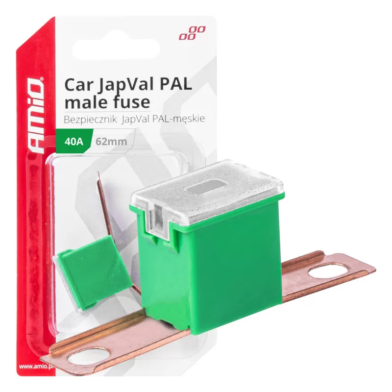 Automobilio JapVal PAL vyriško tipo saugikliai 62mm 40A AMIO-03428