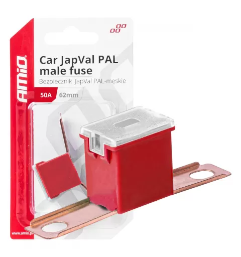 Automobilio JapVal PAL vyriško tipo saugikliai 62mm 50A AMIO-03429