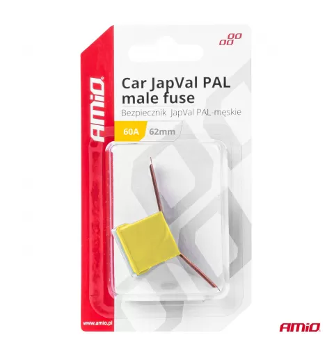 Automobilio JapVal PAL vyriško tipo saugikliai 62mm 60A AMIO-03430