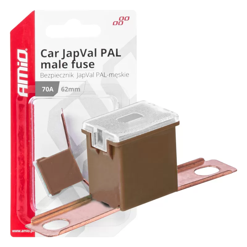 Automobilio JapVal PAL vyriško tipo saugikliai 62mm 70A AMIO-03431