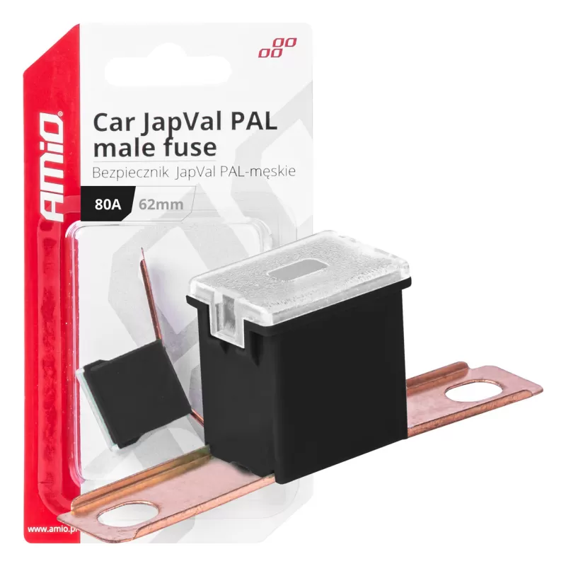 Automobilio JapVal PAL vyriško tipo saugikliai 62mm 80A AMIO-03432